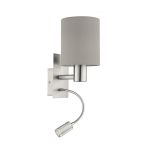 Eglo Wandlamp Pasteri Staal Satijn Nikkel 40 | IP20 - Incl. Spot en Excl. 1x E27