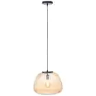 Brilliant Kaizen Hanglamp Glas Hanglamp Metaal Zwart Beige | 350mm - Geschikt voor 1x E27