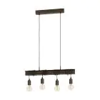 Eglo Hanglamp Townshend 4 Staal Bruin | IP20 - Geschikt voor 4x E27 